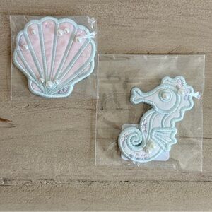 NWT Stoney Clover Lane Pearl-Embellished Seahorse and Shell Patches